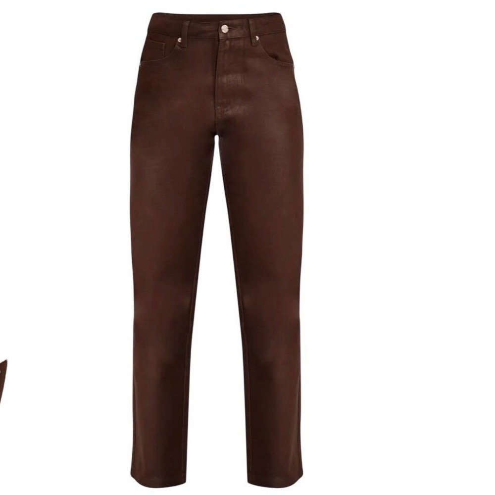 PrettyLittleThing Chocolate Brown Coated High Waisted Skinny Jeans Womens Size 4